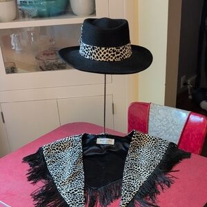 Leopard Print Black Fedora Hat